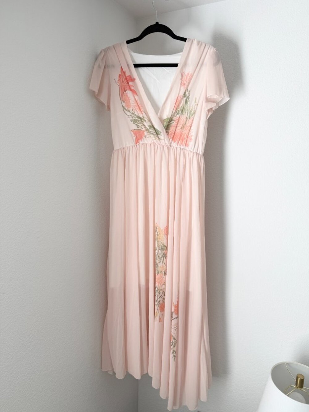 AMELIA | ELEGANT HIGH WAIST V-NECK PINK PARTY DRESS